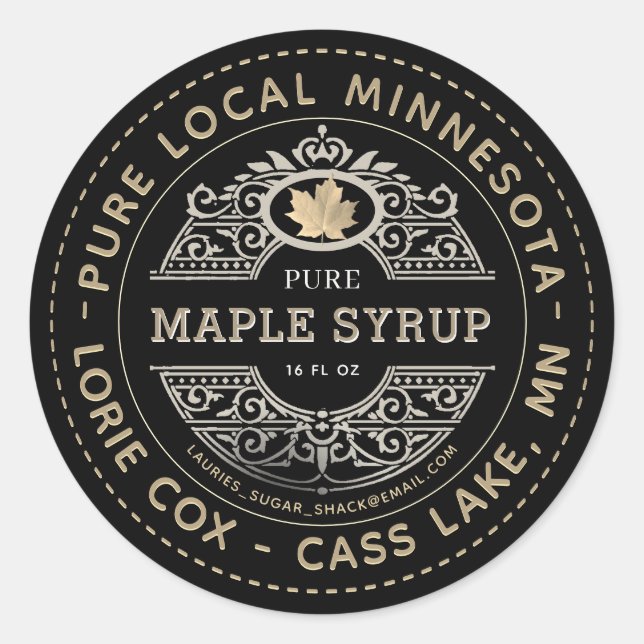State Name Black Gold Maple Syrup Label (Front)