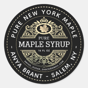State Name Gold Leaf Ornate Maple Syrup Label