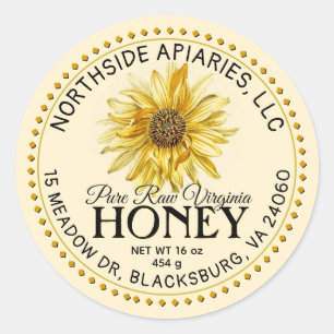 State Name Raw Honey Vintage Sunflower Yellow Classic Round Sticker