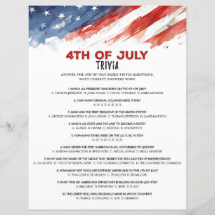 State Nickname 4th of July Party Game