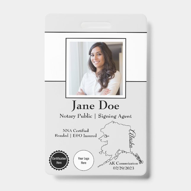 State of Alaska Notary Public Badge with QR Code (Front)