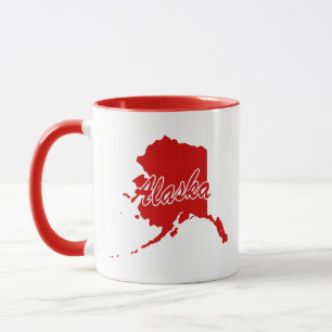 State Of Alaska Shape Red Mug