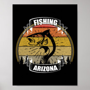 State Of Arizona Fisherman Sunset Fish Arizona Fis Poster