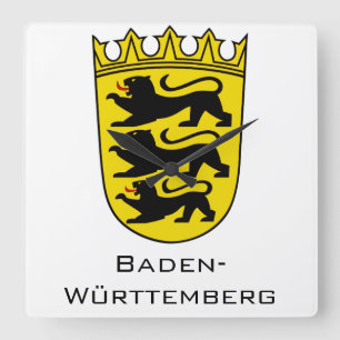 State of Baden-Württemberg Grand Coat of Arms Art Square Wall Clock