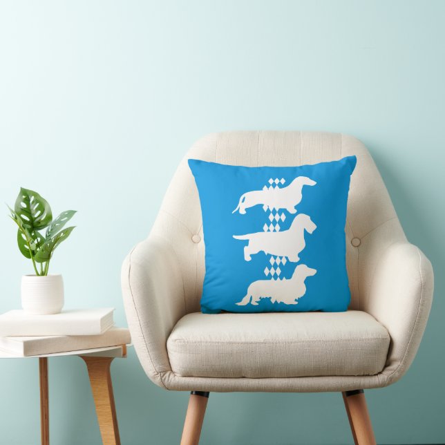 State Of Bavaria - 3 Different German Dachshunds Throw Pillow (Chair)