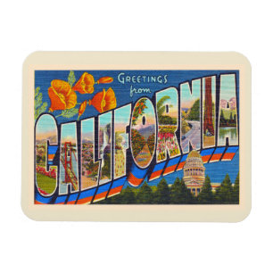 State of California Vintage Large Letter Postcard Magnet