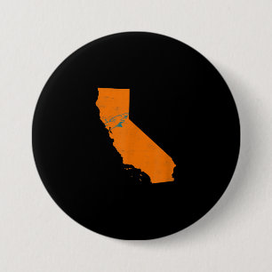 State Of Calinia With Shark Swimming Near San Jose 3 Inch Round Button