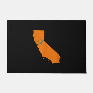 State Of Calinia With Shark Swimming Near San Jose Doormat