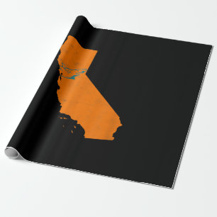 State Of Calinia With Shark Swimming Near San Jose Wrapping Paper