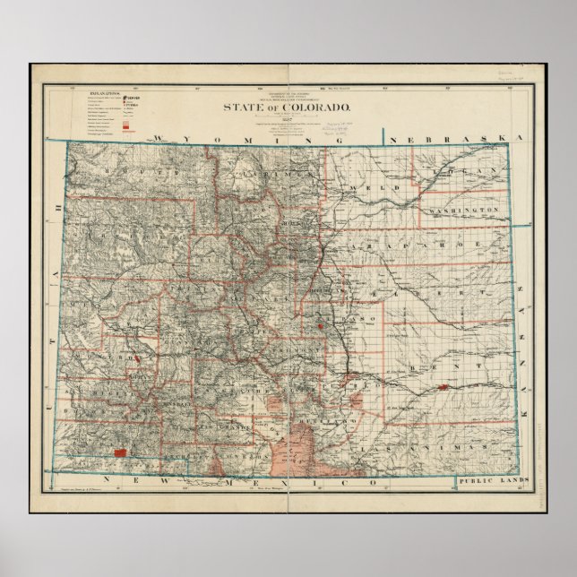 State of Colorado Map Poster (Front)