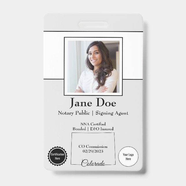 State of Colorado Notary Public Badge with QR Code (Front)