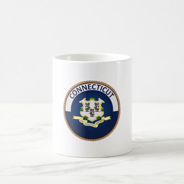 State Of Connecticut Flag Seal Coffee Mug (Center)