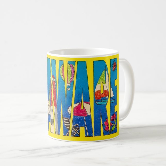 State of Delaware Big Letter Mug (Front Right)