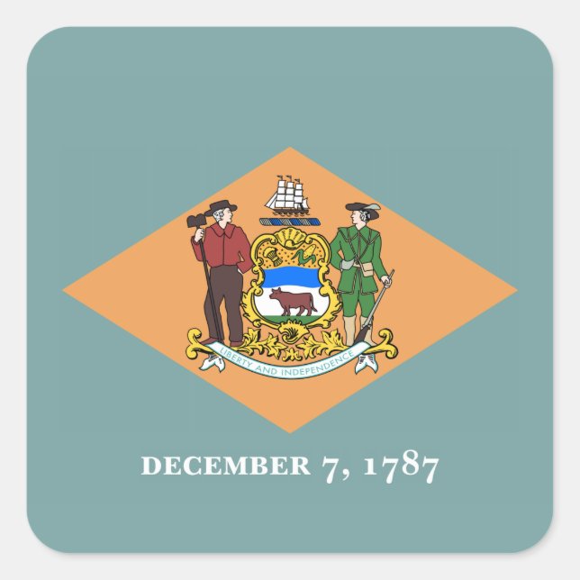 State of Delaware Flag Square Sticker (Front)