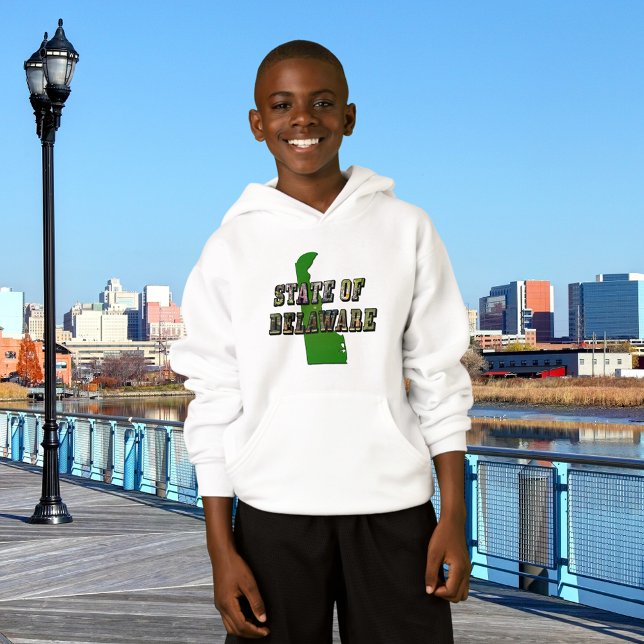 State of Delaware Picture Text & Map Outline (State of Delaware Picture Text and Map Hoodie)