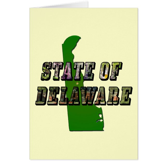 State of Delaware Picture Text & Map Outline (Front)