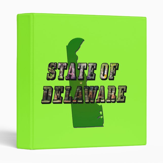 State of Delaware Picture Text & Map Outline Binder (Front/Spine)