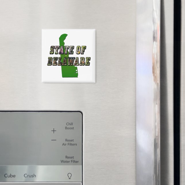 State of Delaware Picture Text & Map Outline Magnet (In Situ (Fridge))