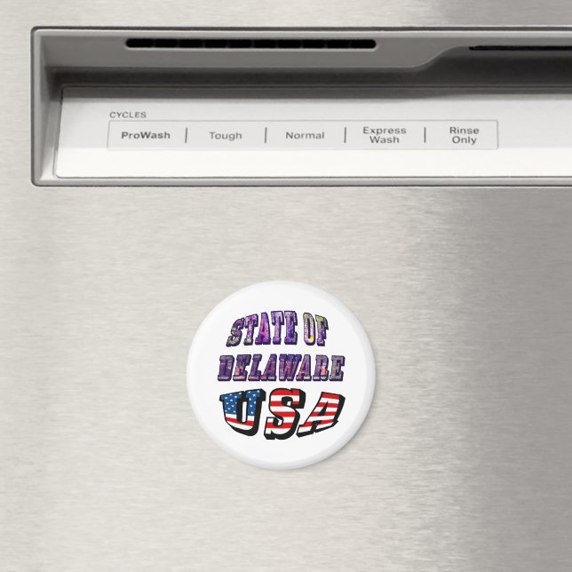 State of Delaware USA Photo & Flag Text Magnet (In Situ (Dishwasher))