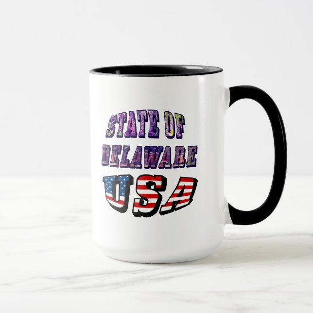 State of Delaware USA Photo & Flag Text Mug (Right)