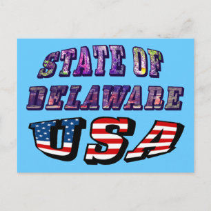 State of Delaware USA Photo & Flag Text Postcard