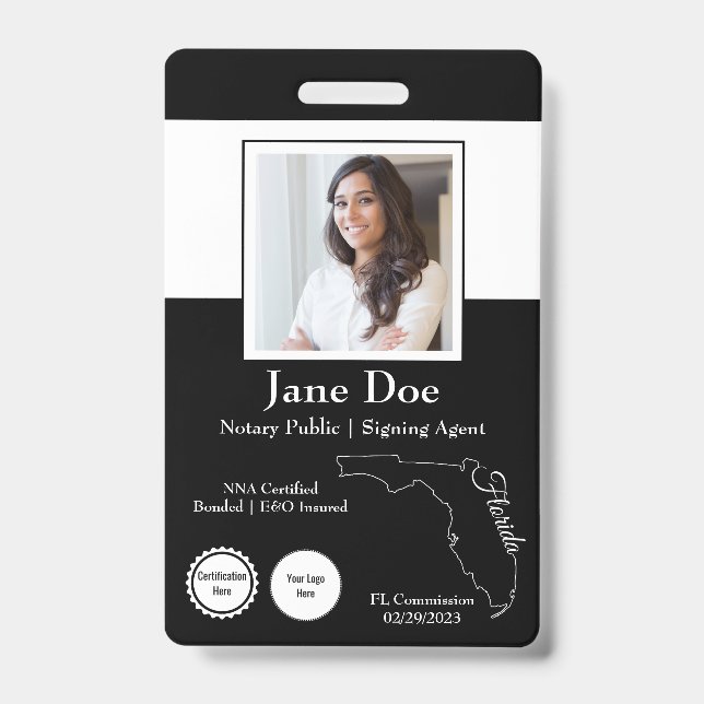 State of Florida Notary Public Badge with QR Code (Front)