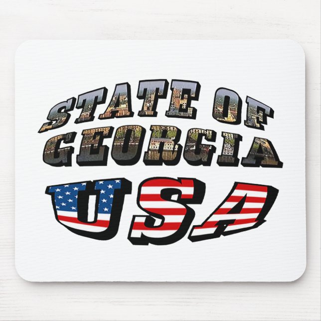 State of Georgia and USA Flag Text Mouse Pad (Front)