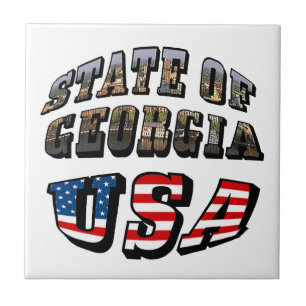 State of Georgia and USA Flag Text Tile