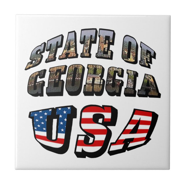State of Georgia and USA Flag Text Tile (Front)