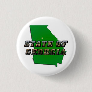 State of Georgia Map Outline and Picture Text 1 Inch Round Button