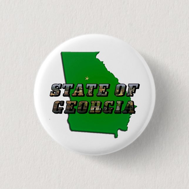 State of Georgia Map Outline and Picture Text 1 Inch Round Button (Front)