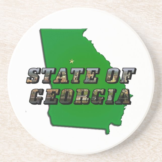 State of Georgia Map Outline and Picture Text Coaster (Front)