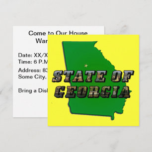 State of Georgia Map Outline and Picture Text Invitation