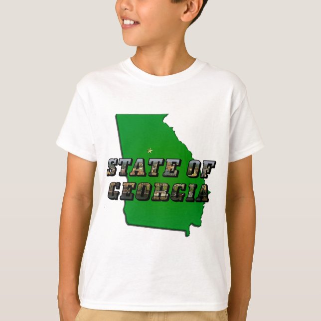 State of Georgia Map Outline and Picture Text T-Shirt (Front)