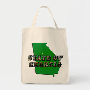 State of Georgia Map Outline and Picture Text Tote Bag