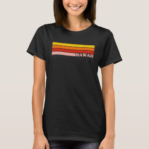 State of Hawaii Colourful 70s Style Retro Stripes T-Shirt