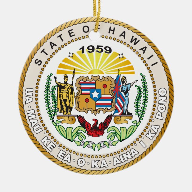 State of Hawaii Great seal Ceramic Ornament (Front)