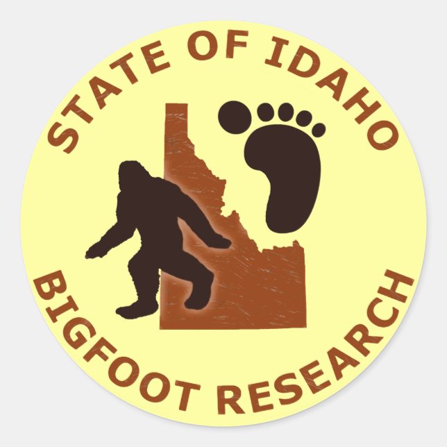 State of Idaho Bigfoot Research Classic Round Sticker (Front)
