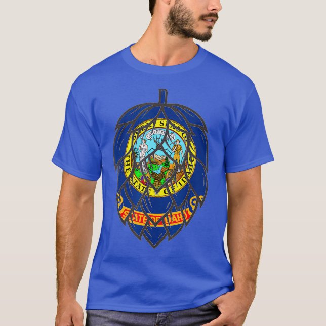 State of Idaho Flag Craft Beer Hop Cone T-Shirt (Front)