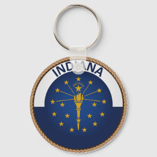 State of Indiana Flag Seal Keychain