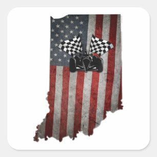 State of Indiana Racecar T Shirt Vintage  Square Sticker