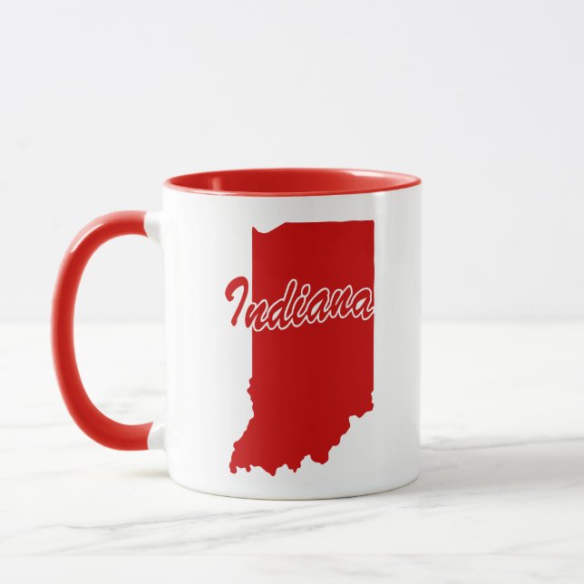 State Of Indiana Shape Red Mug (Left)