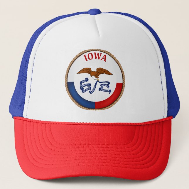 State of Iowa Flag Seal Trucker Hat (Front)