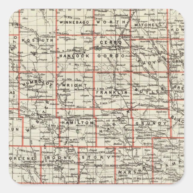 State of Iowa Square Sticker (Front)