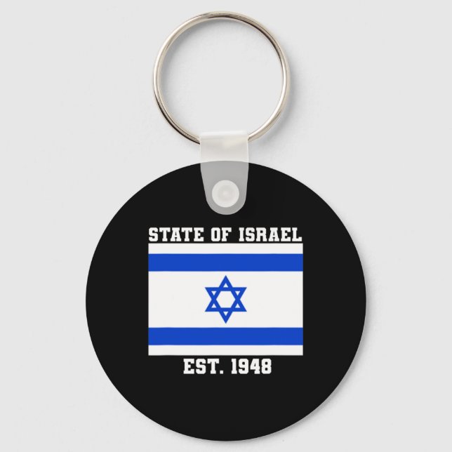 State Of Israel Flag Est. 1948 Independence Day 73 Keychain (Front)