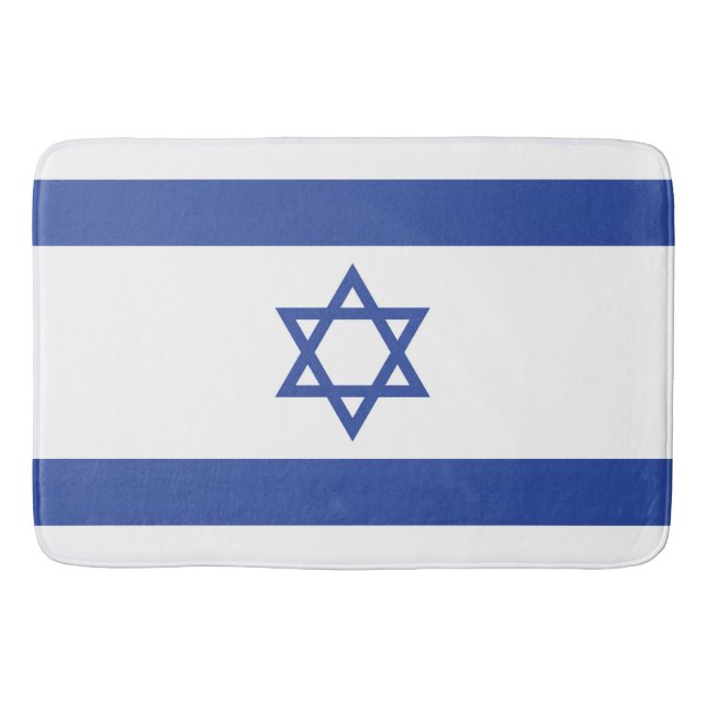 State of Israel Flag, Star of David Judaism Jewish Bath Mat (Front)