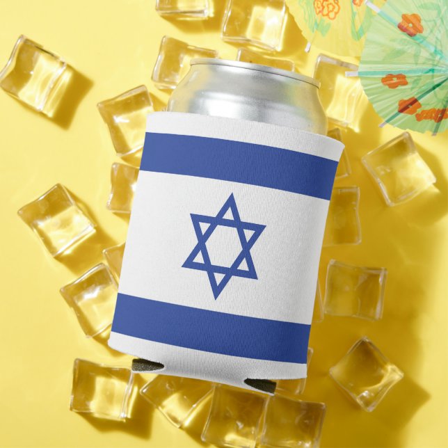 State of Israel Flag, Star of David Judaism Jewish Can Cooler (In Situ Summer)
