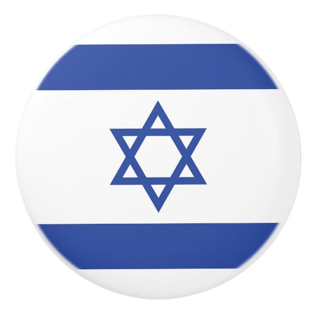 State of Israel Flag, Star of David Judaism Jewish Ceramic Knob (Front)