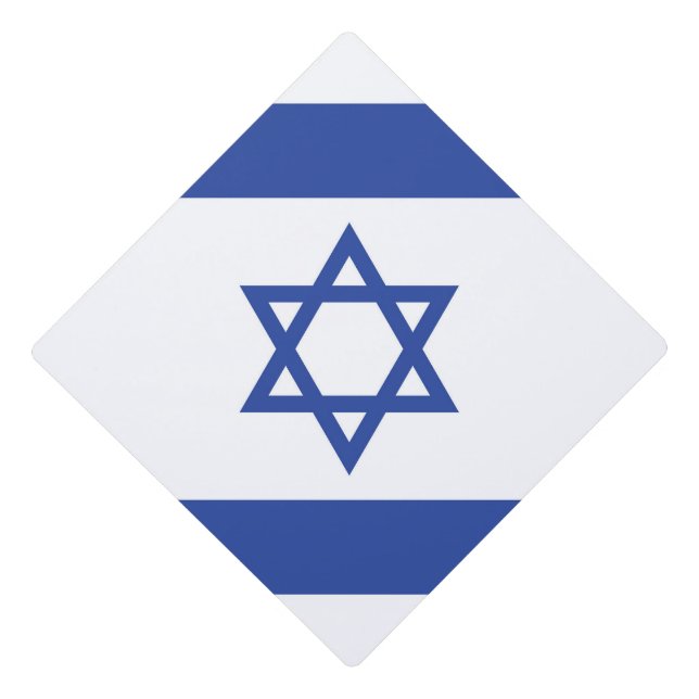 State of Israel Flag, Star of David Judaism Jewish Graduation Cap Topper (Front)
