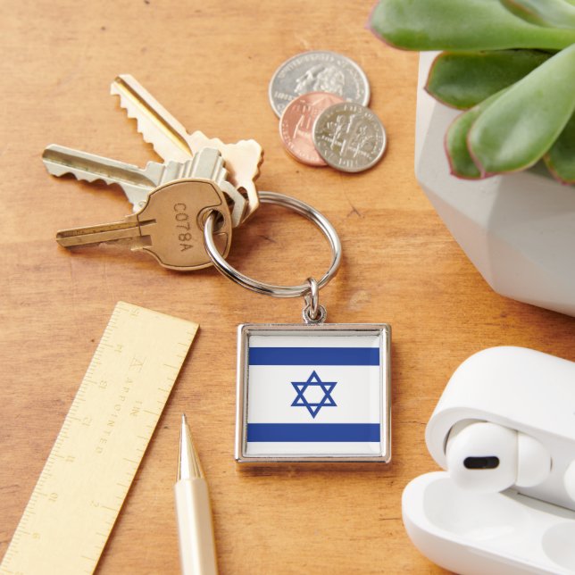 State of Israel Flag, Star of David Judaism Jewish Keychain (Desk)